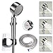 Produktbild Duschkopf Handbrause Handheld Duschbrause mit 1.5M Edelstahl Schlauch und halterung, 3 Strahlarten, Ein/Aus-Pausensteuerung, Wassersparend Brausekopf-Chrom,COSANSYS Universal Duschbrause