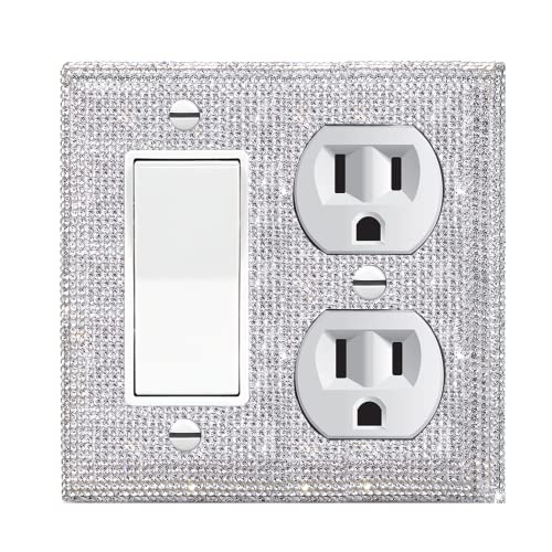 Image of Shiny Silver Rhinestones Outlet Covers Wall Plates Light Switch Cover Plate Decorative Switch Plates And Outlet Covers Bling Wall Plate Covers