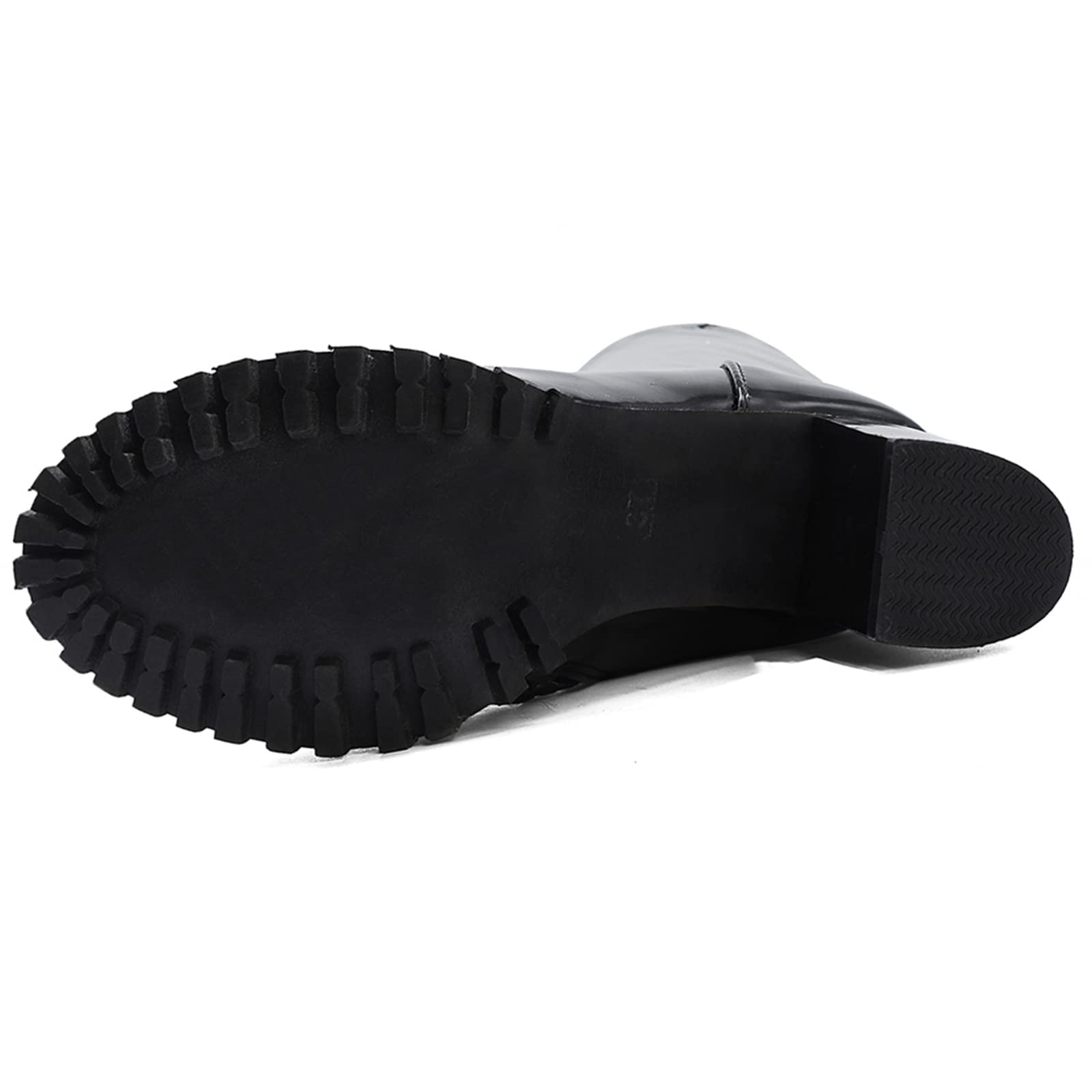 Lizoleor Donna Tacco Chunky Vernice Sopra Il Ginocchio Warm Boots