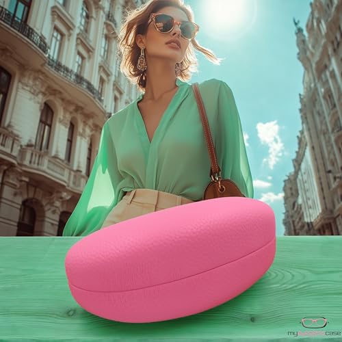 Image of MyEyeglassCase Large Hard Sunglasses Case | fits Large curved Sunglasses, with microfiber bag and cleaning cloth