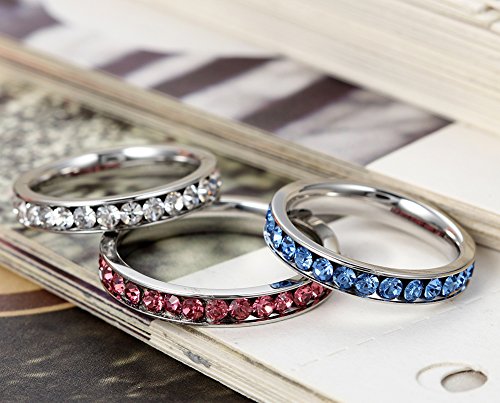 Flongo Anelli da Donna 4mm Banda con Rosa Zircone