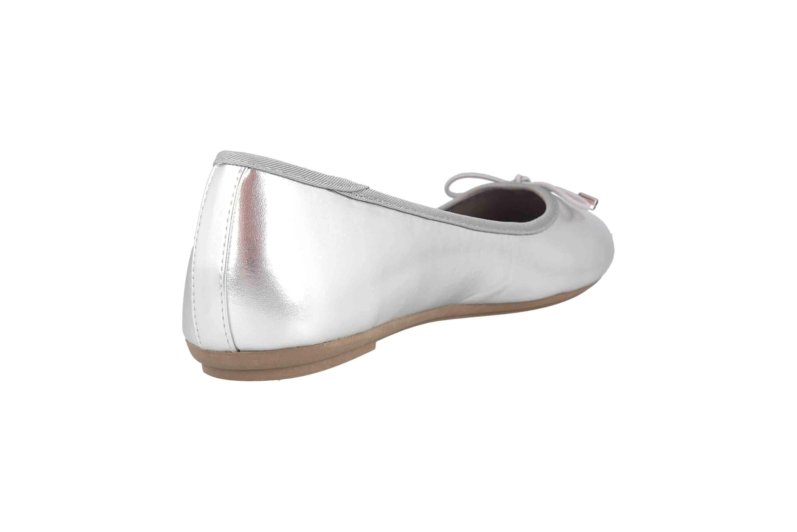 Donne Ballerine Claudia Finta Pelle Look Metallico con Fiocco (EU,)