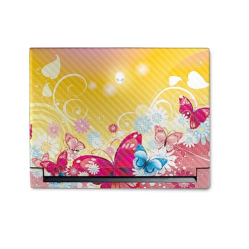 Image of MightySkins Carbon Fiber Skin Compatible with Alienware M18 R1 (2023) Full Wrap Kit - Floral Butterfly | Protective, Durable Textured Carbon Fiber Finish | Easy to Apply | Made in The USA