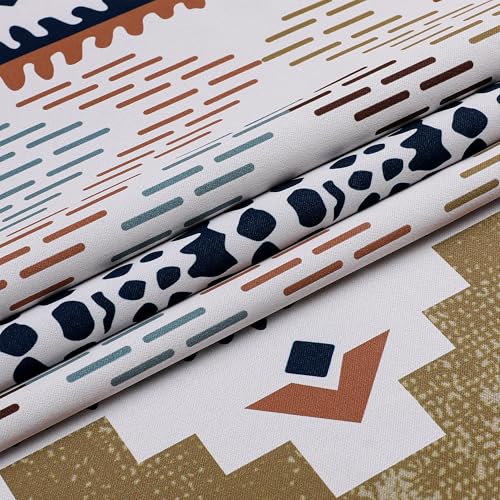 Image of XiDi 100% Blackout Curtains for Bedroom 84 Inches Long 2 Panels Farmhouse Vintage Tan Geometric Patterned Brown Blackout Curtains for Living Room Thermal Insulated Grommet Window Boho Drapes, 52x84