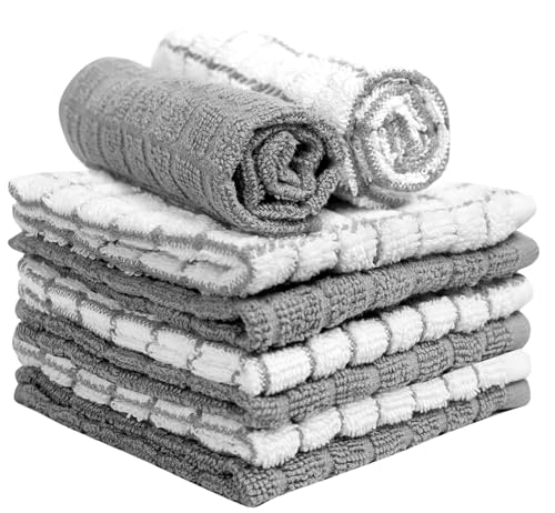 Image of Bumble Dish Cloths (6 Pack) | 12 inch x 12 inch | 100% Cotton Kitchen Towels | 405 GSM | Soft, Highly Absorbent & Durable Dish Towels for Kitchen | Gray