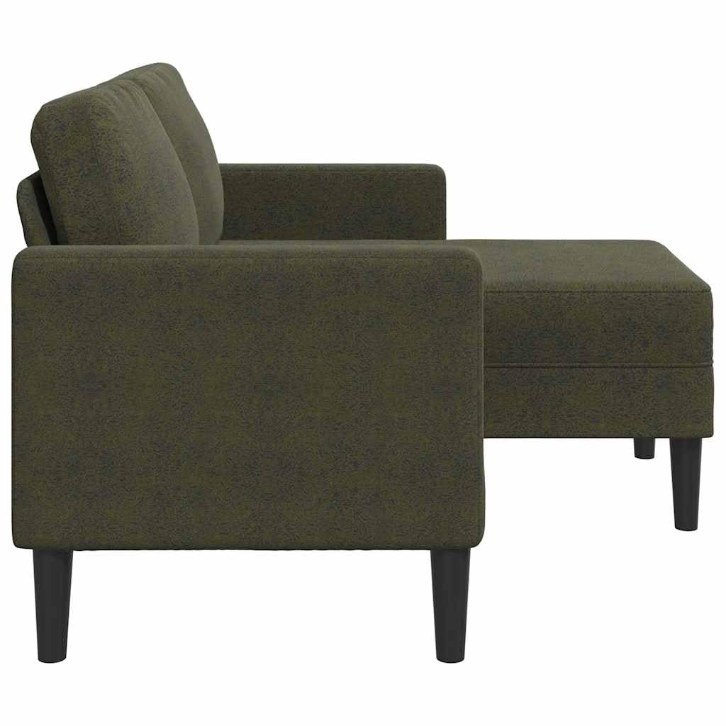 2-częściowa sofa z szezlongiem w kształcie litery L, zieleń wojskowa, 125 cm, sztuczna skóra, narożnik, zestaw wypoczynkowy z miejscem do przechowywania, stabilna rama, łatwy w pielęgnacji