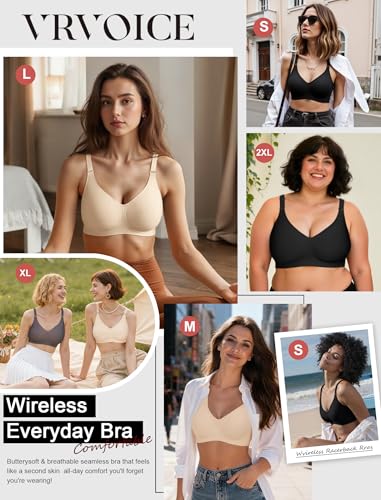 Image of Wireless Bras for Women Jelly No Underwire Push Up Seamless Comfort Full Coverage Supportive Soft Everyday Tshirt Bra