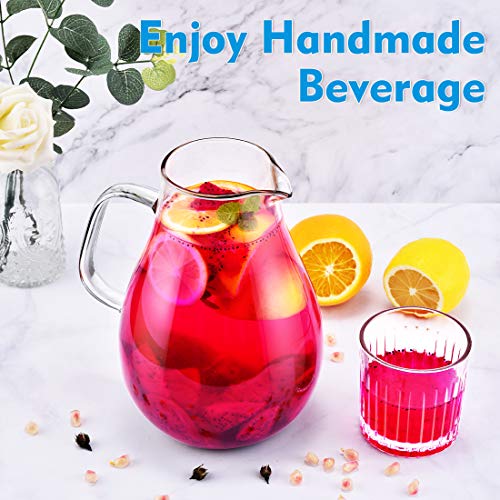 Foto von Glaskaraffe, veccom 2.4L Karaffe, Wasserkaraffe mit Deckel, Glaskaraffe mit Deckel, Borosilikatglas Wasserkrug mit Kühlung, Karaffe Glas, Glaskrug Glaskanne Hitzebeständig für Wasser, Eistee, Saft