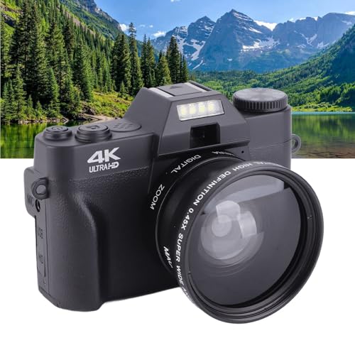 Cámara digital 4K 48MP pantalla HD 3 pulg giratoria 180° miniatura 5