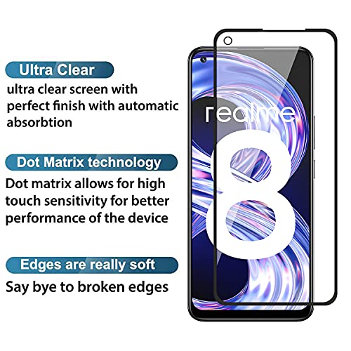 Image of STP FEEL� Glass Screen Protector Designed For Realme 8 (6.4 inch) [Edge to Edge Coverage] HD Clear, Bubble-Free, Anti-Scratch Full Protection Durable Tempered Glass - Black, Pack of 1