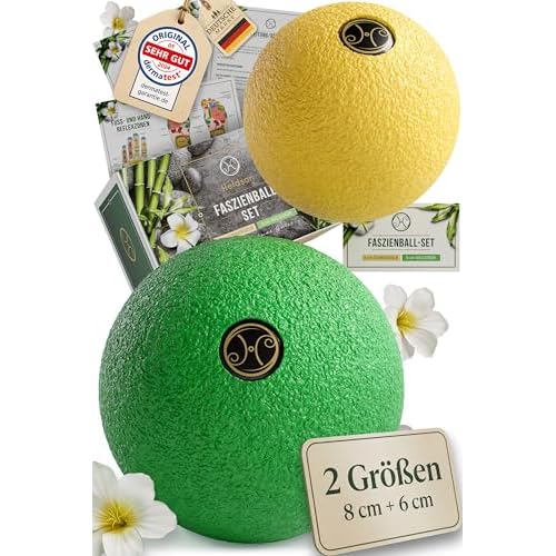 HELDSON® Premium Faszienball klein 2er Set [6cm & 8cm] - Faszien Ball hart - Faszienball für Füße - Massage Ball um Verspannungen in Nacken, Schulter zu lösen - Faszienkugel - Massageball Rücken