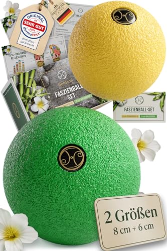 HELDSON® Premium Faszienball klein 2er Set [6cm & 8cm] - Faszien Ball hart - Faszienball für Füße - Massage Ball um Verspannungen in Nacken, Schulter zu lösen - Faszienkugel - Massageball Rücken 1