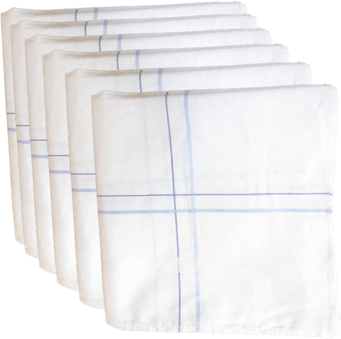 Premium Range Men's 100% Cotton Soft Handkerchief with white and color border (White, 44 x 44 cm) - Pack of 6