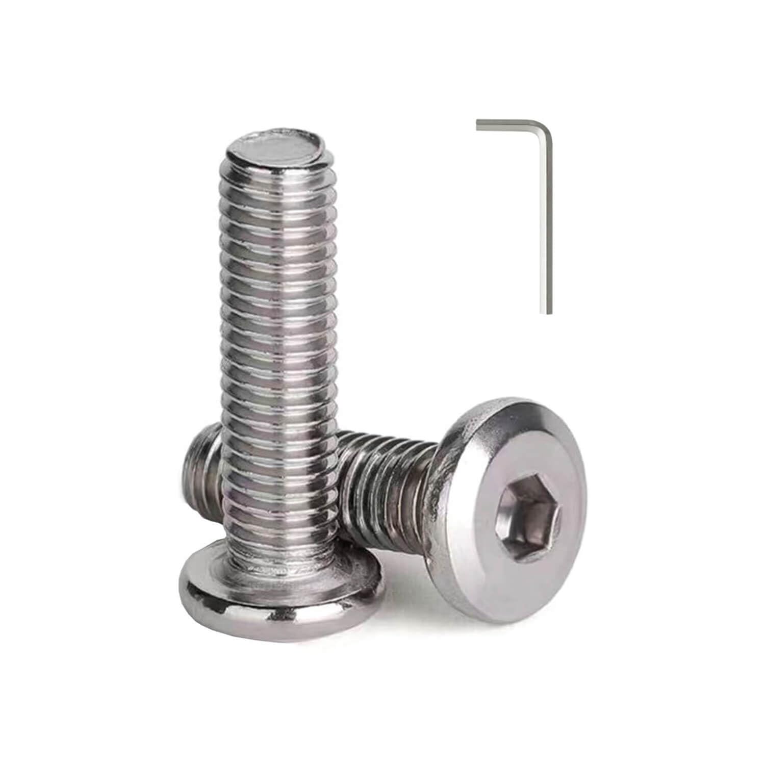 M8 x 60mm (10 Pack) Metric Flat Head Hex Socket Cap Screws Bolts, 304 Stainless Steel 18-8, Hex Drive, Bright Finish, Fully Machine Thread