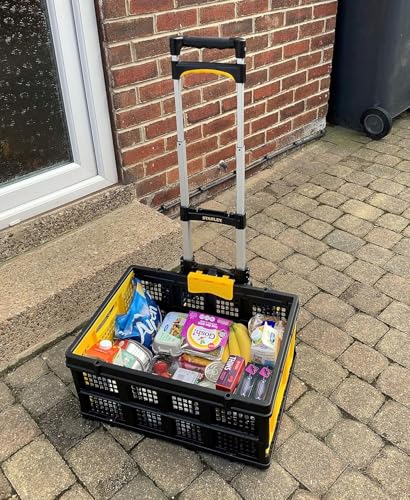 Image of STANLEY SXWT-FT505-SP Folding Utility Basket,25kg Load Capacity,40L Volume,Retractable Placement Pins for Easy & Stable Double or Triple Stacking,Open Dimn: 56.8x41x27.2 cm,Folded Dimn: 56.8x41x7.5 cm