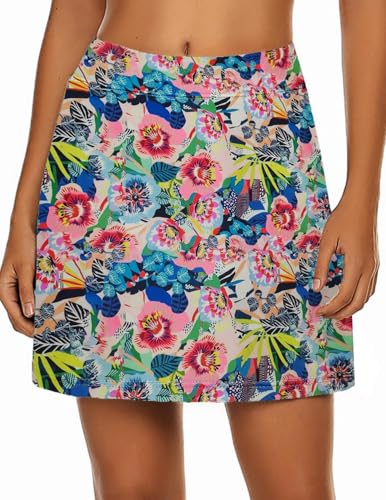 Image of Nora Nico Women's & Girls High Rise Flared Skorts Stretchy Opaque Skater Skirts with Shorts with Side Pocket