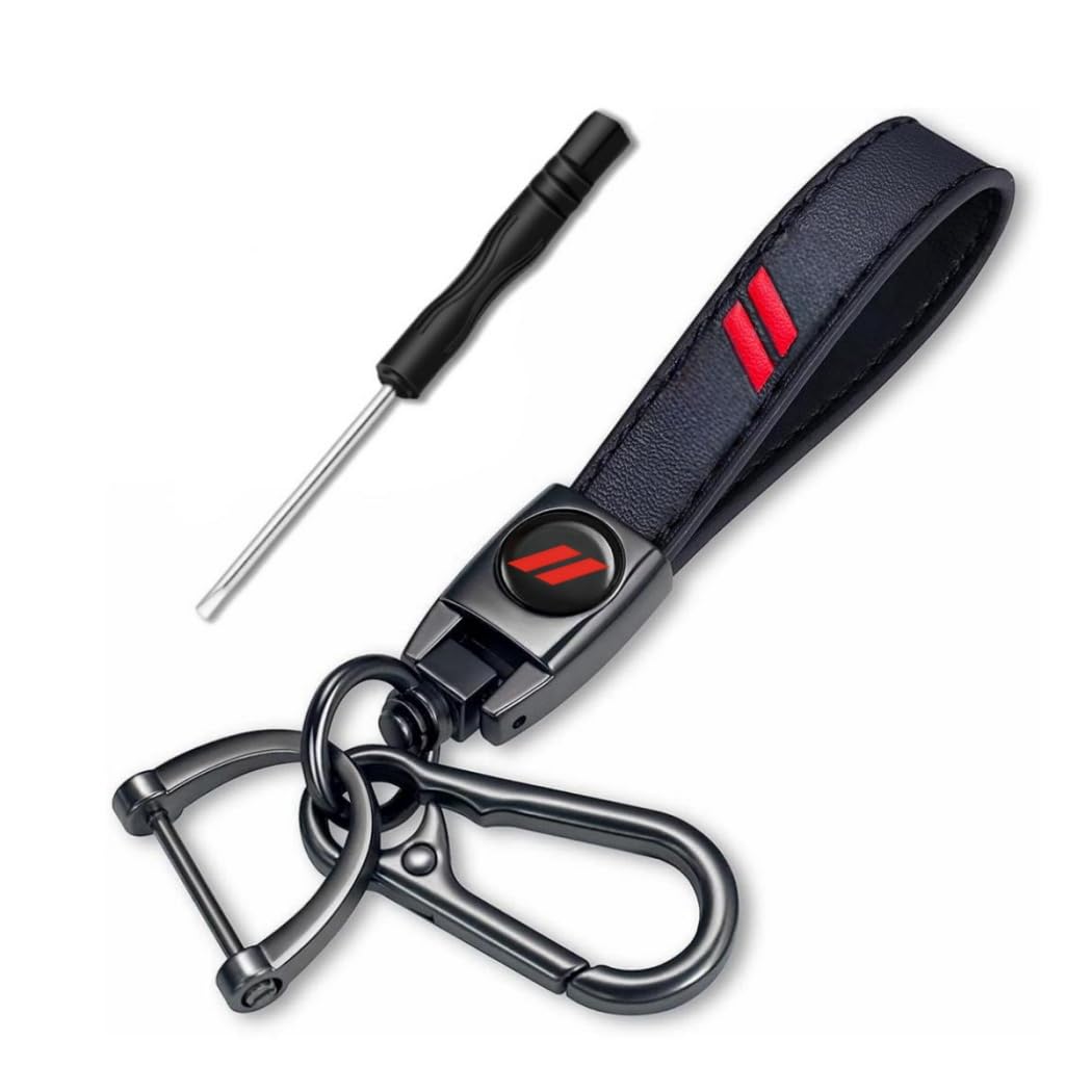 QOMAGO Car leather alloy keychain keyring Compatible with challenger charger and more Fashion Keychain Keyring (Two Red)