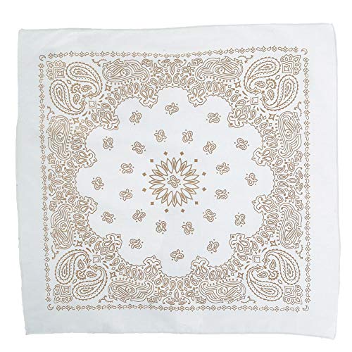 CTM Metallic Gold Paisley Print Bandana, White