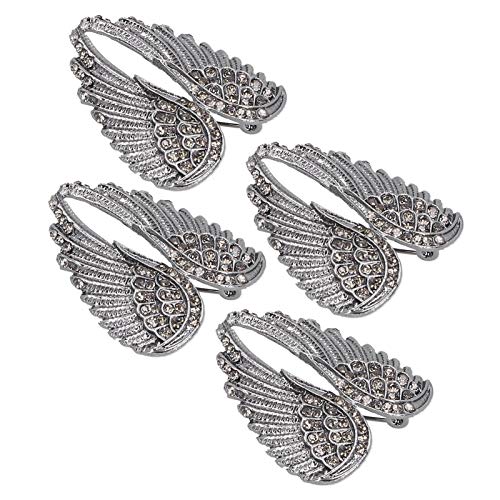 Image of 4Pcs Angel Wing Pin Brooch Unisex Crystal Angel Wing Corsage Pin Brooch Cardigan Breastpin Clip Lapel Pin Coat Badges for Tuxedo Cardigan Sweater Dress Jewelry(black)