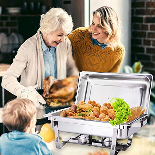 HSBAIS Speisenwärmer Buffetwärmer, Rechteckig Wärmebehälter Edelstahl Chafing Dish Thick Ständerrahmen Rechaud für… – Bild 5