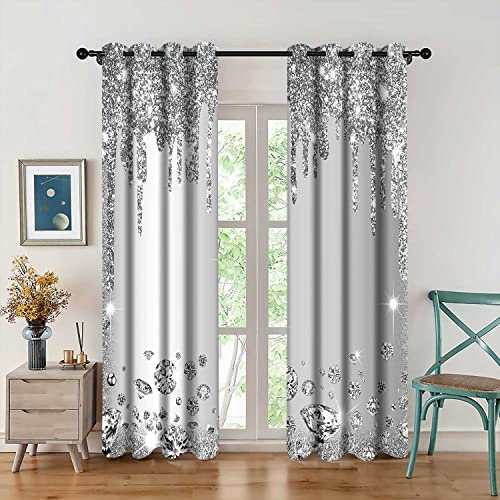MIZSYE Sparkling Diamond Curtains Silver Shiny Drips Wall Decoration Inspiration