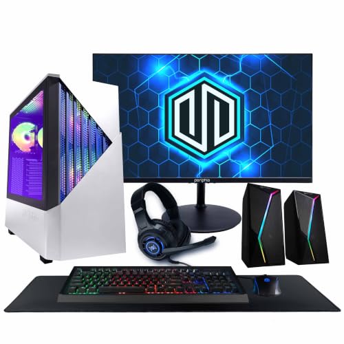 Periphio Castle Gaming PC AMD Ryzen 5 5500 up to 4.4GHz with Radeon RX 6500 XT 4GB GPU 16GB RAM 1TB SSD WiFi Windows 11 Desktop White Full Bundle