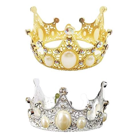 Gold and Silver Crown Cake Toppers Cover