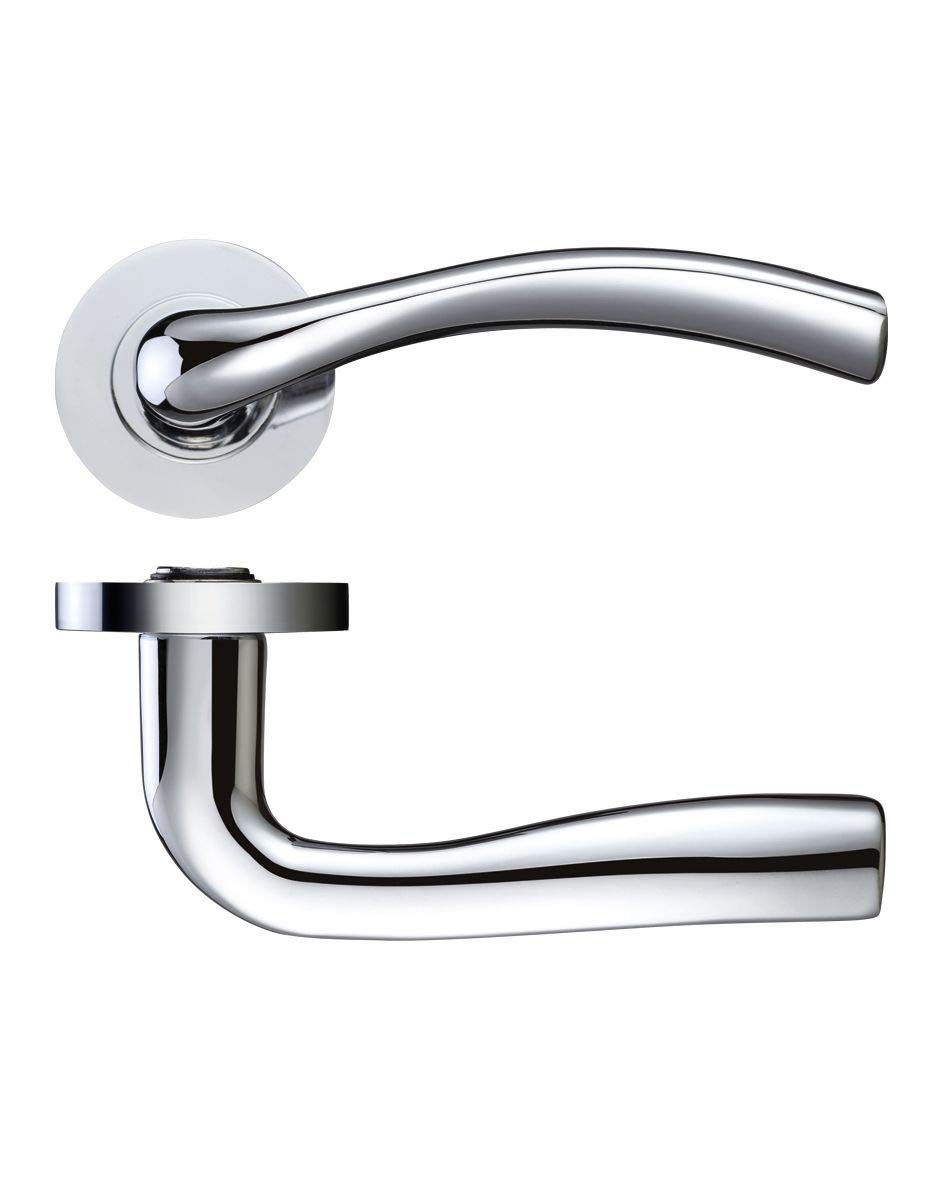 Sienna Door Handle Lever On Rose - Polished Chrome
