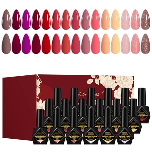Set de esmaltes en gel rojo 15 colores miniatura 1
