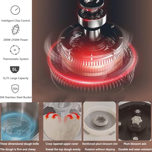 Teigmixer aus Edelstahl mit Fermentationsfunktion, ideal für professionelles Backen und hausgemachte Teigzubereitung