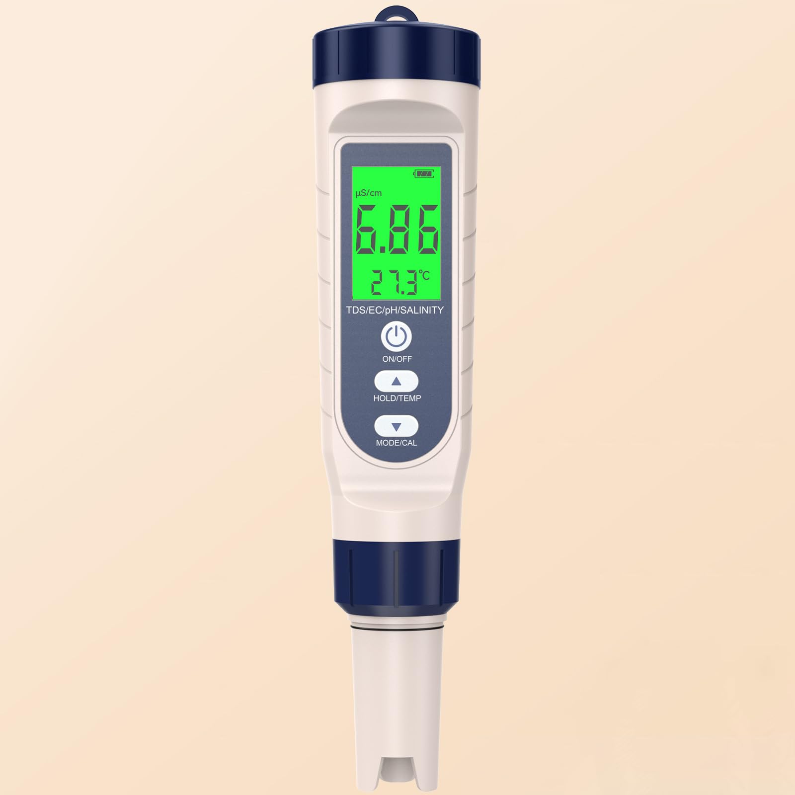 PH Messgerät Hochpräzision (± 0.01), 5 in 1 PH/TDS/EC/Salzgehalt/Thermometer, pH Wert Messgerät Pool mit Blau Hinterleuchtetem LCD-Display & Automatischer Temperaturkompensation