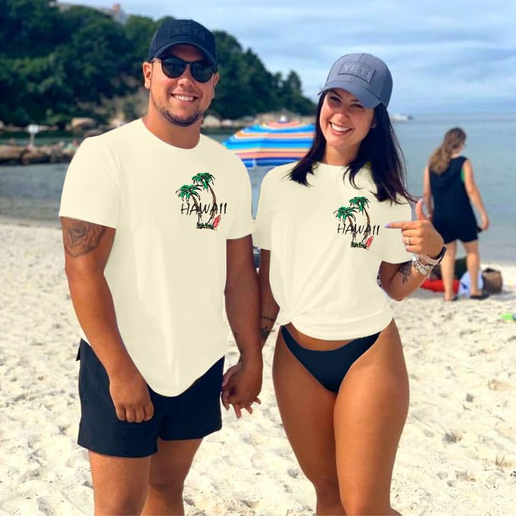 Hawaiian T-Shirt for Men:Men’s Tropical Beach Palm Trees Shirt Casual Vintage Beach Tee4