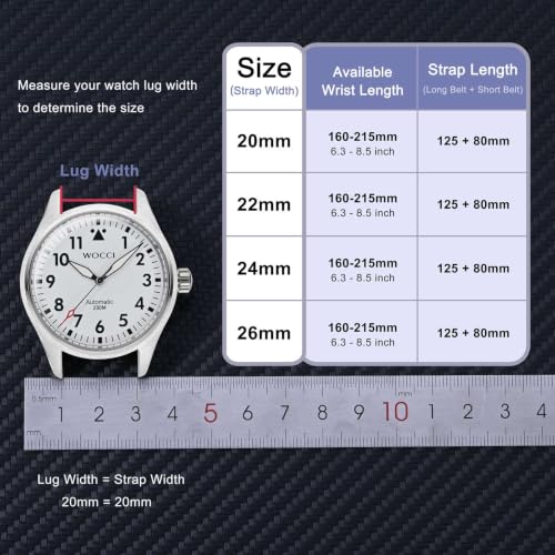 Image of WOCCI Nylon Watch Bands, Contrast Woven Design, Quick Release, Stainless Steel Buckle, Band Width 20mm 22mm 24mm 26mm