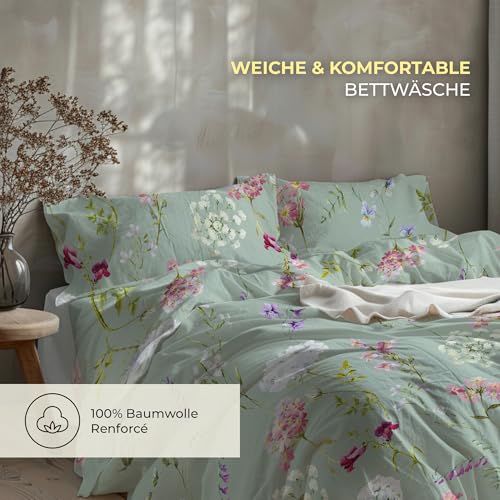DILIOS Bettwäsche 135x200 Baumwolle, 2-teilig mit Reißverschluss, Premium – Ansicht 2