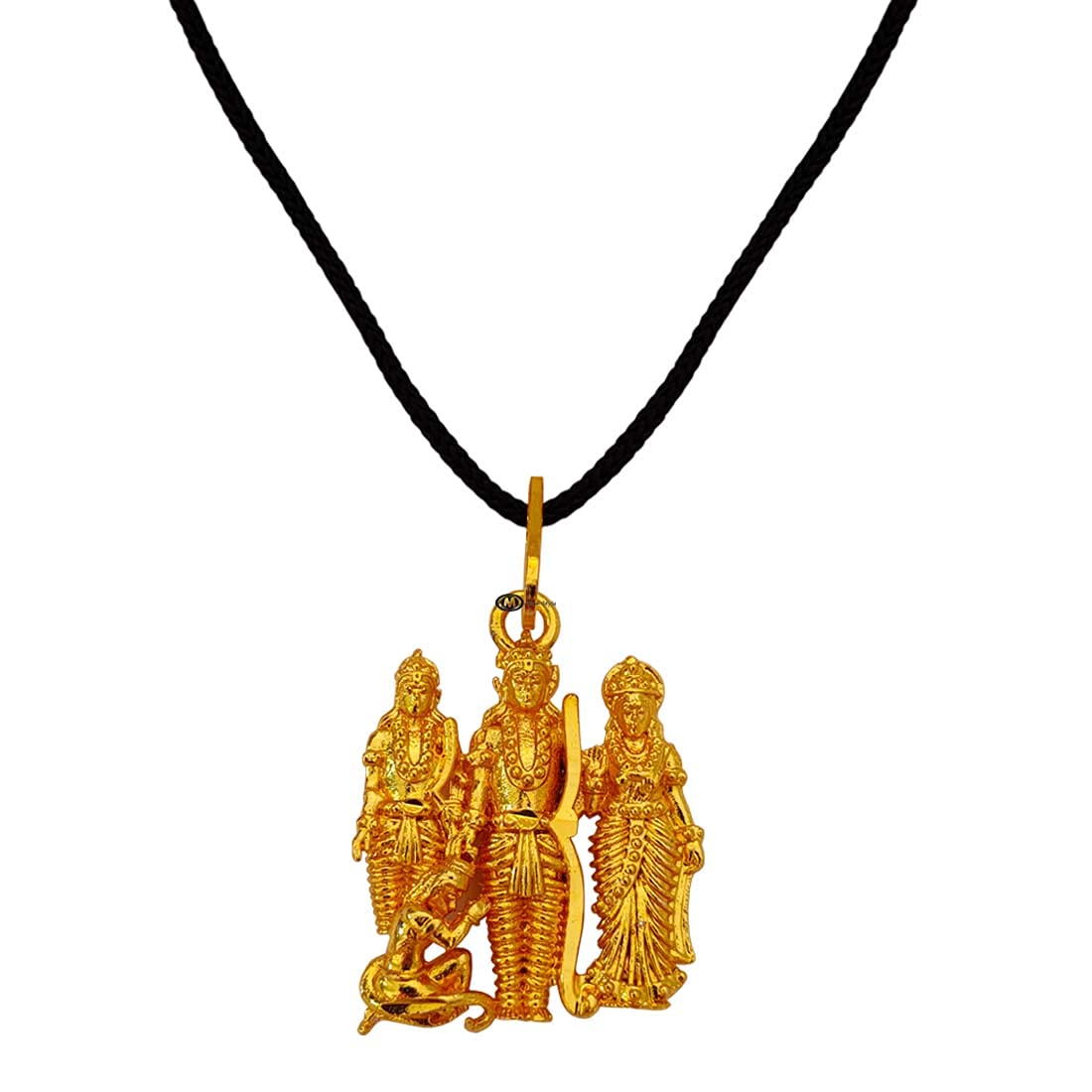 M Men Style Lord Ram Laxman Sita Hanuman Religious Hindu God Gift for Men & Women Gold Palted Brass Pendant Gold Brass Temple Jewelery Pendant Necklace Chain for Men and Women