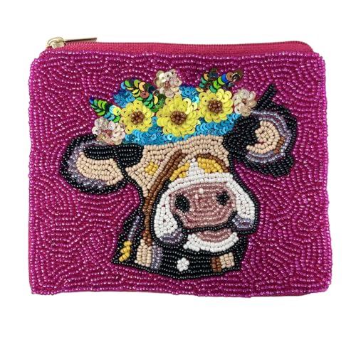 Cow Beaded Coin Purse Pouch, Small Wallets, Gifts for Her, Beaded Coin Purse, Small Pouch, Birthday Gifts, Gift Card Pouch, Cowgirl Gifts, Beaded Pouch