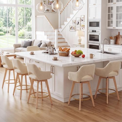 Image of Zesthouse Swivel Counter Stools Set of 6, Wooden Counter Height Bar Stools