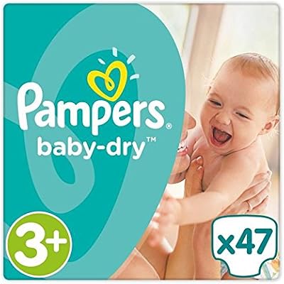 PAMPERS Baby Dry Taille 3+ – 6 a 10 kg – 47 couches – Format pack Géant
