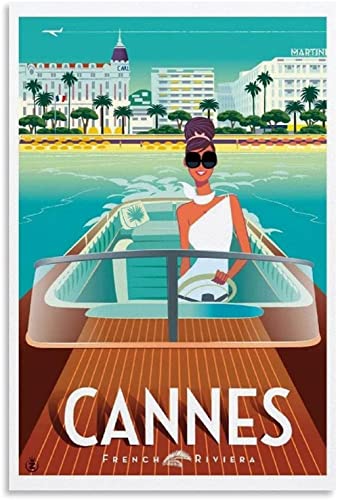 Poster Cannes Costa Azzurra 50x70cm décoration murale en toile sans cadre