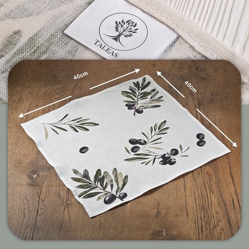 Servilletas de lino para decoración de mesas de comedor blancas y verdes 5