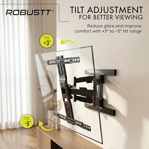 Image of Robustt P6 Movable TV Wall Mount for 40 inch - 80 inch LED Screens | Full Motion TV Mount with Tilt, Swivel & Extend Arm | Adjustable TV Wall Mount | Supports up to 45.5 kg | VESA 200x200-600x400mm