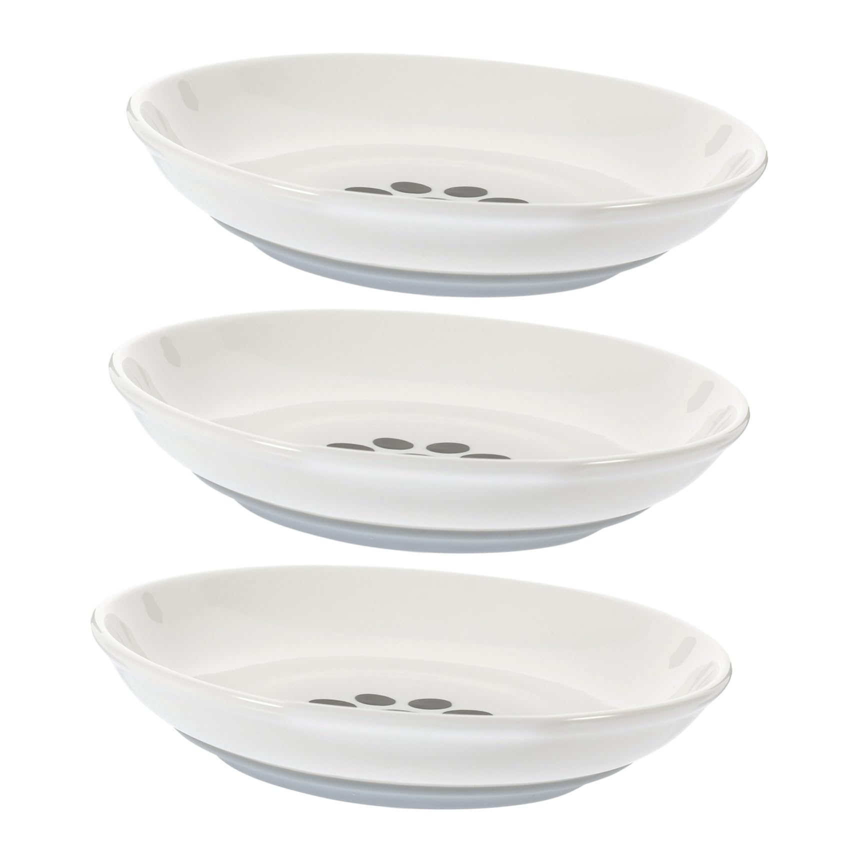 Ciotole per Gatti Piatte Antiscivolo, Set 3 Pezzi in Ceramica | Bordo Basso e Forma Ampia, per Mici Piccoli, Supporto per Pappa e Acqua