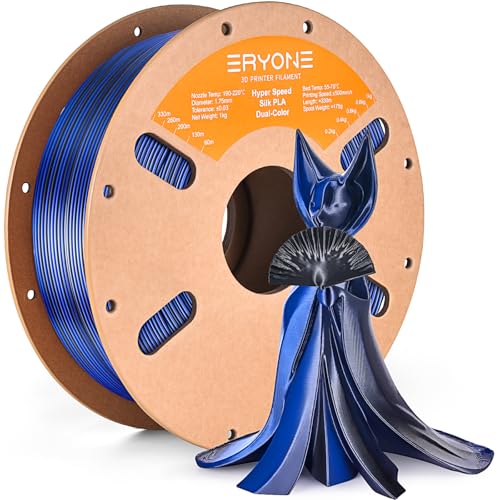 Image of ERYONE Silk Filament PLA+ 1.75mm Shiny 3D Printer Filament, Multicolor PLA 2 in 1, 1kg (2.2LBS) /Spool, HS Silk Dual Color Midnight Blue & Black