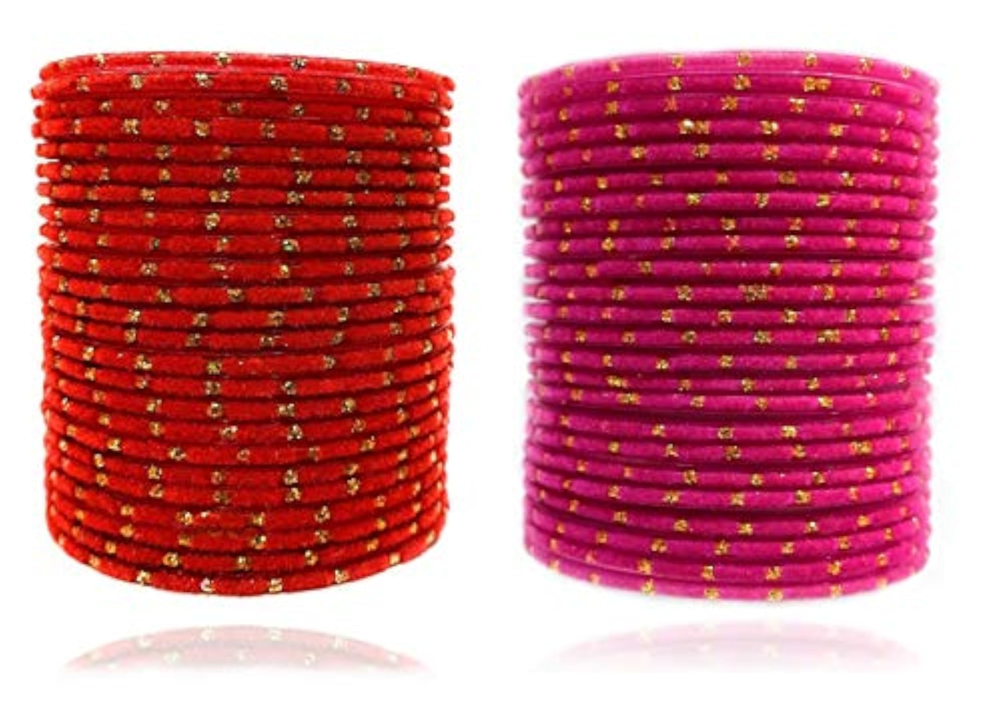 Velvet Fabric & Glass Bangle Set - Pack of 48