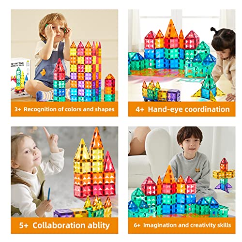 Mideer Magnetic Tiles, 100Pcs Building Blocks For Kids Age 3-5, 3D Magnets Building Set For Toddlers Preschool Educational Stem Toys Creativity Gifts For Kids 3 4 5 6 7 8+ Year Old Boys Girls #TOP3
