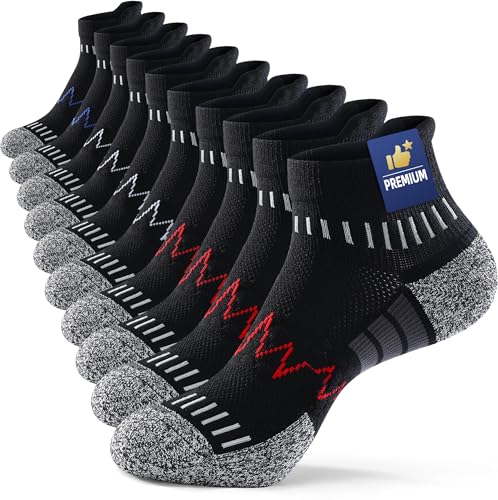 MAXTOP Ankle Compression Socks for Men Women Cushioned Arch Support Athletic Running Socks Anti Blister Sports Socks for Plantar Fasciitis Relief (5 Pairs)