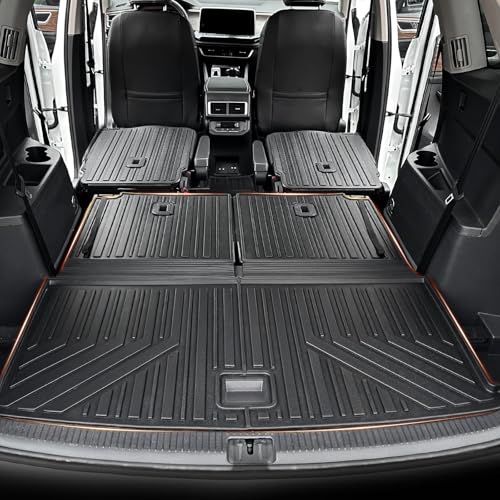 Image of Cargo Mat with Backrest Mats for Volkswagen VW Atlas 6 /7 Seats 2018-2025 2026 Car Mat Accessories(Not Fit Cross Sport), All Weather TPE Trunk Cargo Liner(Cargo Mat with Backrest Mats)