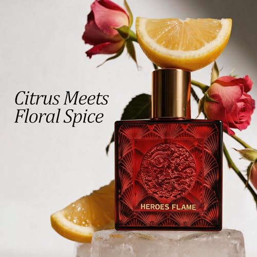 Image of AFLUXE Heroes Flame Eau de Toilette for Men, Vibrant Woody Spicy Citrus Cologne, Long Lasting Captivating Scent, 3.3 fl oz (100 ml)