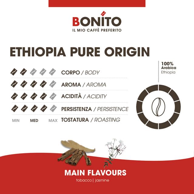 Caffè Bonito - Caffè in grani 100% arabica monorigine ETIOPIA - 1 kg
