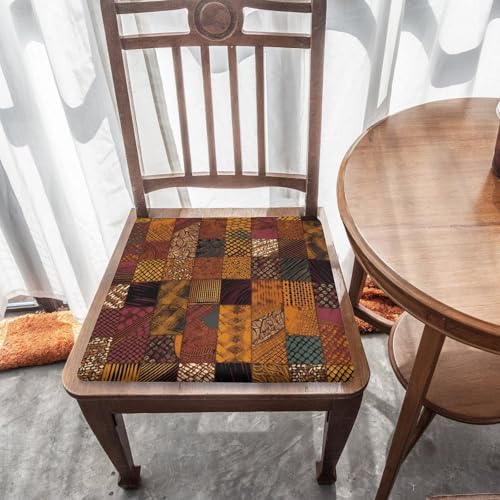 Coussin de siège carré patchwork africain 38x35cm en mousse à mémoire de forme lavable - 6